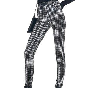 Norma Kamali Houndstooth High Waisted Pencil Jean, XS